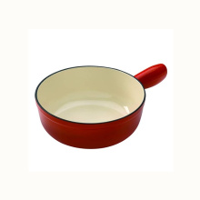 Red Cast Iron Fondue Pot